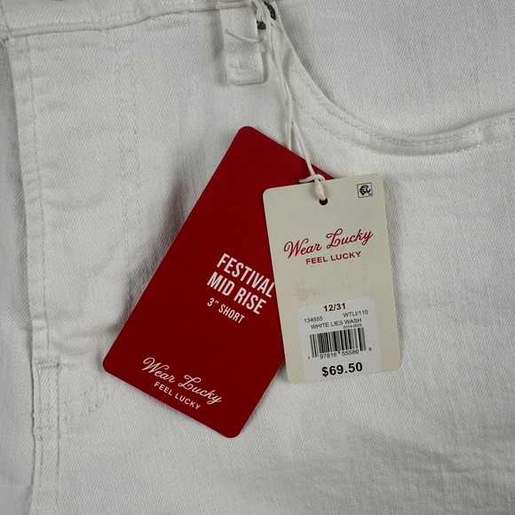 NEW Lucky Brand Shorts Womens 12/31 White Festival Mid Rise 3" Short Raw Hem NWT - Picture 3 of 11